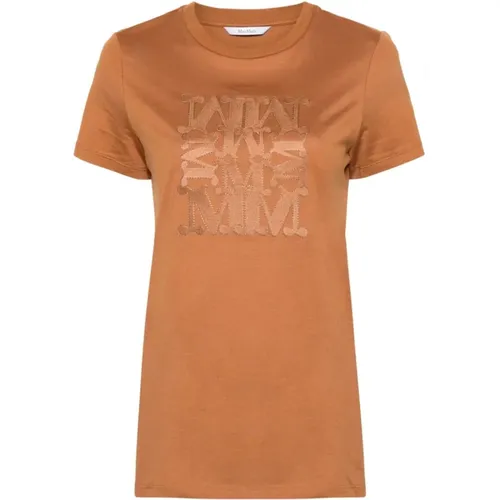 Lederbraune T-Shirts und Polos , Damen, Größe: XS - Max Mara - Modalova