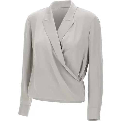Blouses, female, , Size: XS Silk Wrap Blouse Pearl Grey - Theory - Modalova