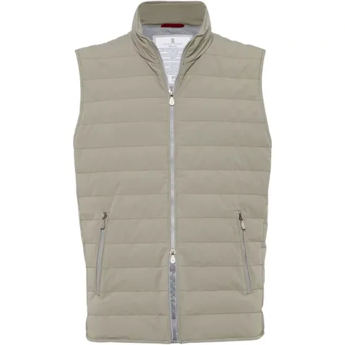 Vests, male, , Size: XS Quilted Sleeveless High Neck Jacket - BRUNELLO CUCINELLI - Modalova