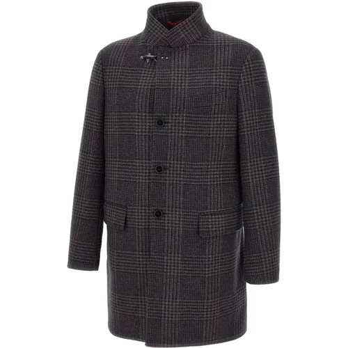 Wool Blend Tartan Coat , male, Sizes: XL, S, L, 2XL, M - Fay - Modalova