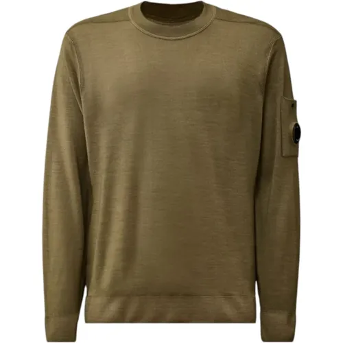 Round-neck Knitwear, male, , Size: S Merino Wool Crewneck Lens Sweater - C.P. Company - Modalova