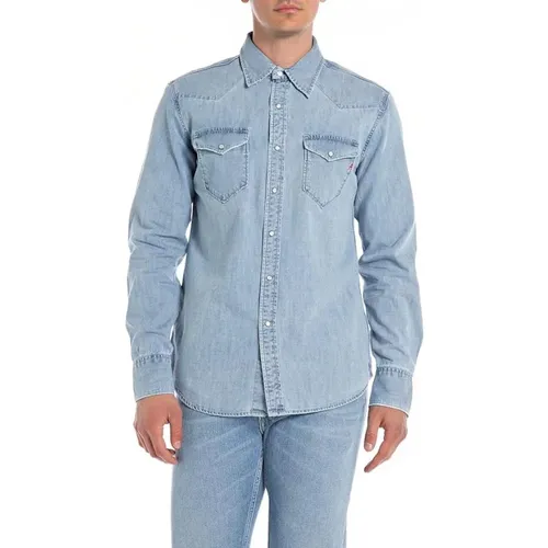 Denim Shirt , male, Sizes: L, M, XL - Replay - Modalova