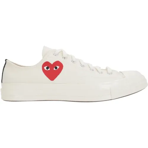 Sneakers, male, , Size: 8 US Heart Print Canvas Low-Top Sneakers - Comme des Garçons Play - Modalova