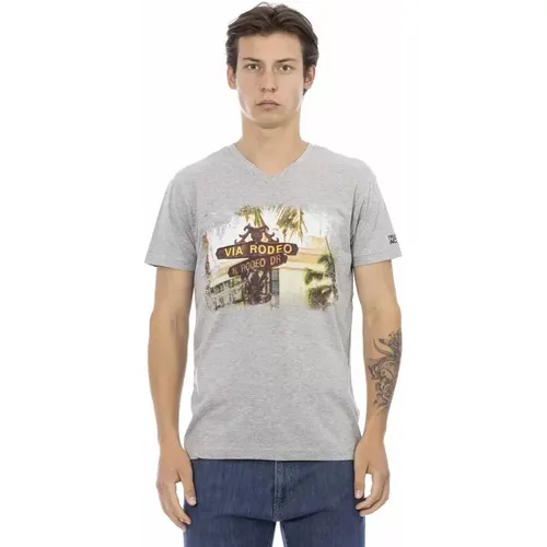 Grafisches V-Neck Tee mit Charme , Herren, Größe: L - Trussardi - Modalova