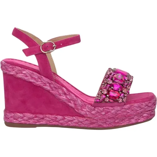 Rhinestone Strap Wedge Sandal , female, Sizes: 3 UK, 4 UK, 6 UK, 8 UK, 5 UK, 7 UK - Alma en Pena - Modalova