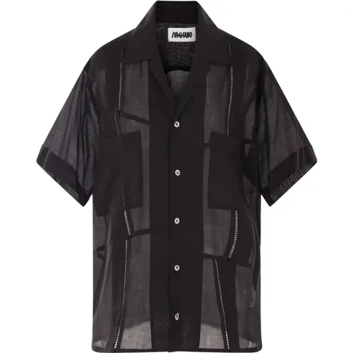 Short Sleeve Shirts, male, , Size: XL Cotton Guayabera Shirt with Pleated Details - Magliano - Modalova