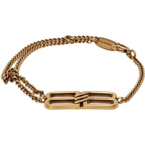 Bracelets, female, , Size: ONE SIZE Icon Logo Tangled Brass Bracelet - Balenciaga - Modalova