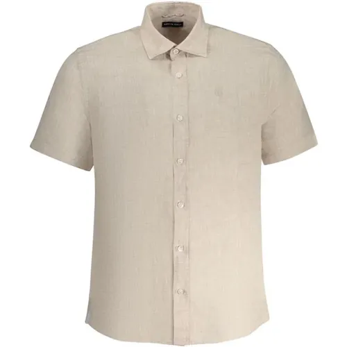 Short Sleeve Shirts, male, , Size: M Linen Shirt with Italian Collar - North Sails - Modalova