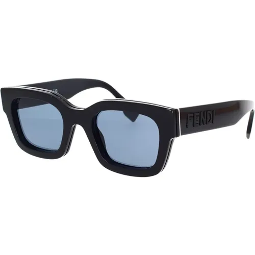 Quadratische Glamour Sonnenbrille Blaue Linse,Signature Herren Quadratische Sonnenbrille Blau - Fendi - Modalova