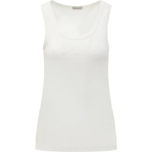 Weißes Tanktop Ärmellos Rundhals , Damen, Größe: M - Moncler - Modalova