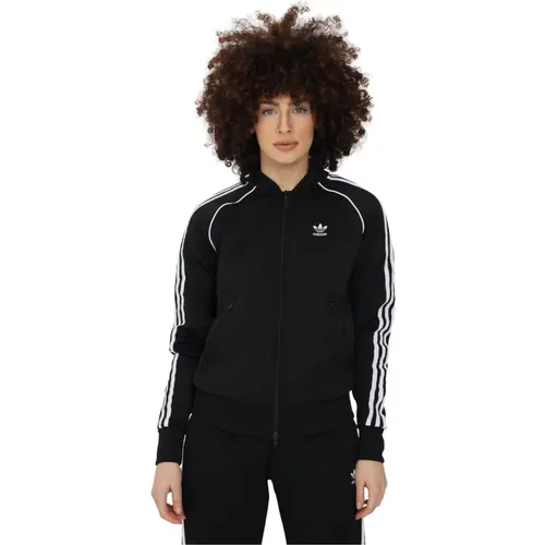 Schwarzer Sweatshirt mit Reißverschluss für Frauen , Damen, Größe: XL - adidas Originals - Modalova