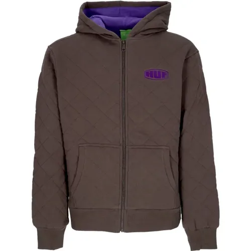 Zip-throughs, male, , Size: XL Quilted Zip Hoodie with Thermal Lining - HUF - Modalova