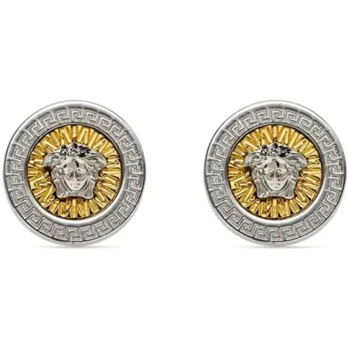 Golden Medusa Head Earrings , male, Sizes: ONE SIZE - Versace - Modalova