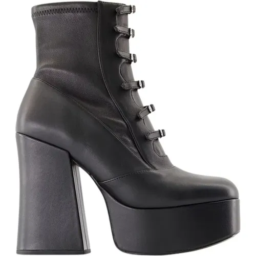 Heeled Boots, female, , Size: 10 US Calfskin Ankle Boots with Buckle - Marc Jacobs - Modalova