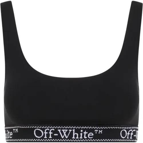 Schwarz Weiß Logoband Bh , Damen, Größe: M - Off White - Modalova