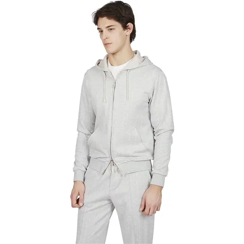 Zip-throughs, male, , Size: 2XL Hooded Cotton Cashmere Silk Sweatshirt - Eleventy - Modalova