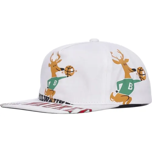 Caps, male, , Size: ONE SIZE Milwaukee Bucks Flat Brim Cap - Mitchell & Ness - Modalova