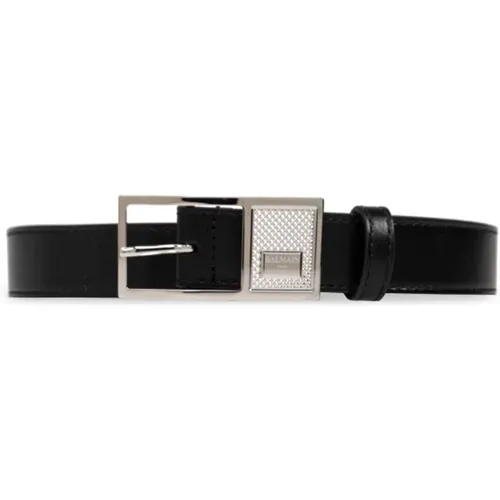 Belts, male, , Size: 90 CM Leather belt - Balmain - Modalova