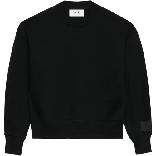 Schwarzer Patch Logo Sweatshirt , Herren, Größe: M - Ami Paris - Modalova