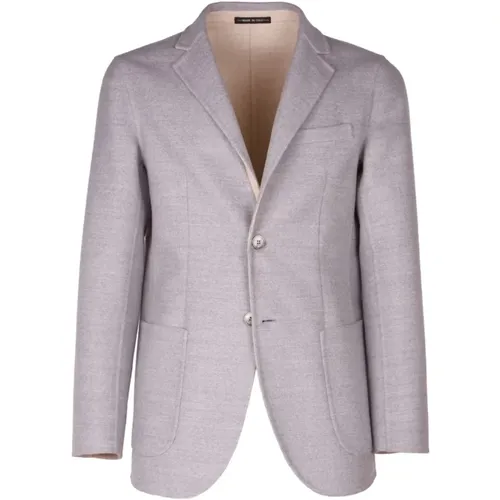 Blazers, male, , Size: 3XL Grey Virgin Wool Blazer - Made in Italia - Modalova