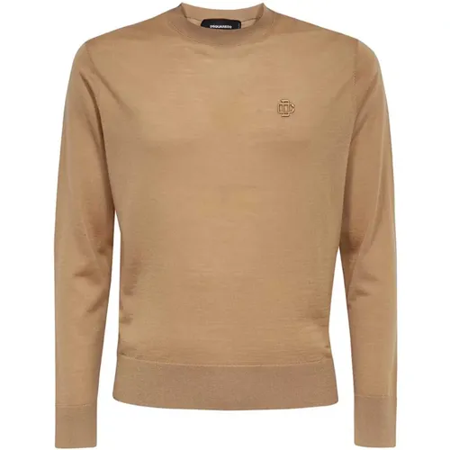 Gerippter Crew-Neck Wollpullover , Herren, Größe: S - Dsquared2 - Modalova