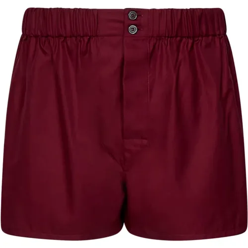 Bottoms, male, , Size: L Luxury Bordeaux Cotton Boxer Shorts - Brioni - Modalova