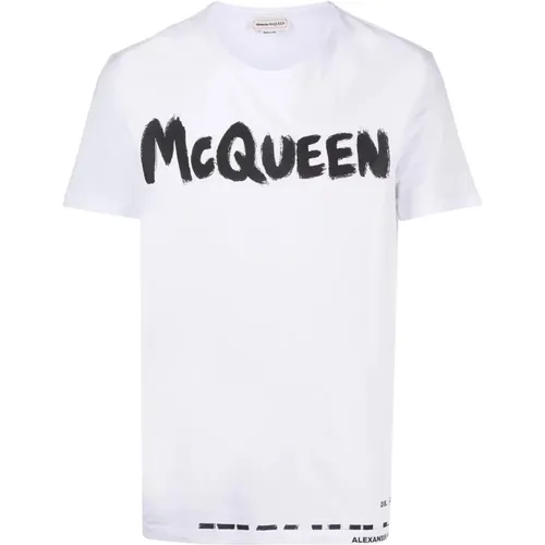 Graffiti Print Logo T-Shirt , male, Sizes: L - alexander mcqueen - Modalova