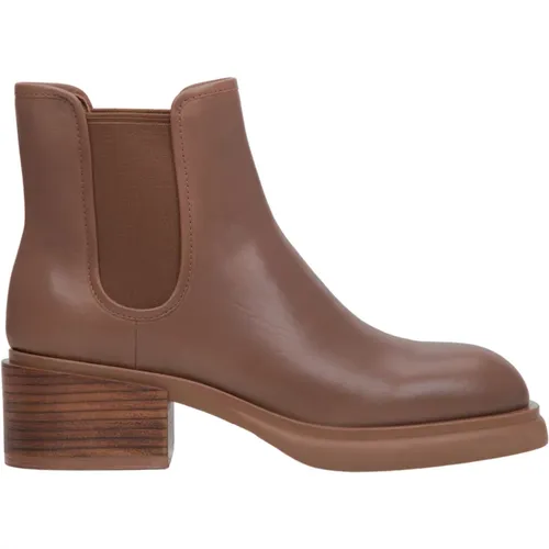 Damen Braune Lederstiefeletten Mit Absatz Er00113571 - Estro - Modalova