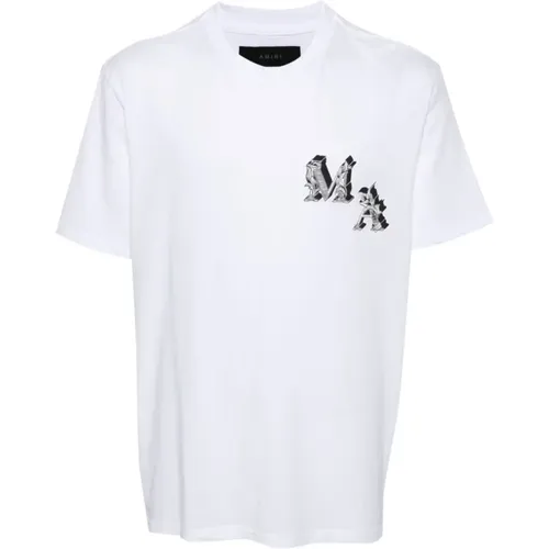 Weißes Angel Schwarzes Logo T-Shirt , Herren, Größe: L - Amiri - Modalova