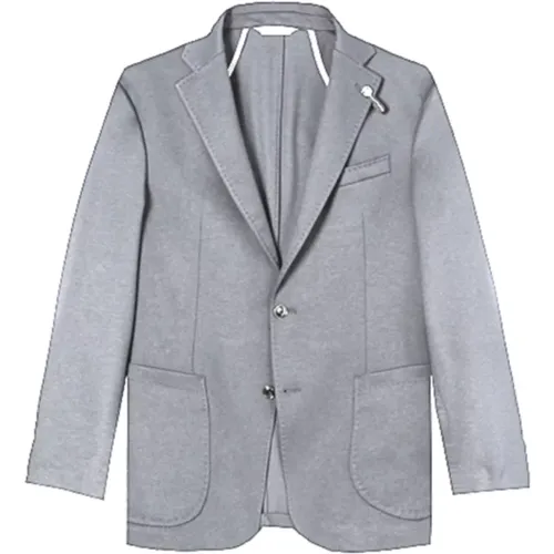 Men Melange Grey Blazer with Notched Lapel , male, Sizes: XL, 2XL, M - BALDESSARINI - Modalova