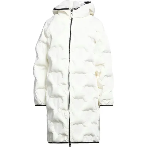 Herz Gesteppte Kapuzen Lang Puffer Jacke - Love Moschino - Modalova