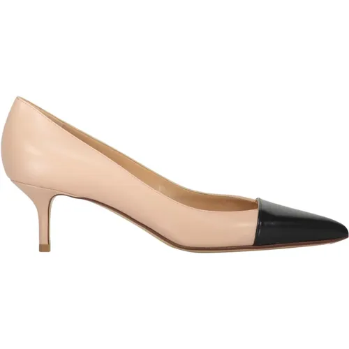 Pumps, female, , Size: 10 US Pointy Toe Leather Pumps with Kitten Heels - Francesco Russo - Modalova