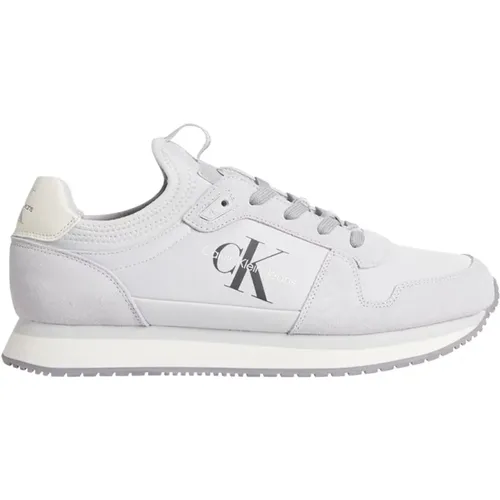 Weiße Sneakers Austernpilz Synthetisch , Herren, Größe: 43 EU - Calvin Klein - Modalova