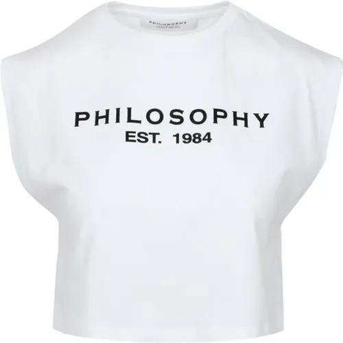 Lorenzo Serafini Bedrucktes Logo T-Shirt , Damen, Größe: XS - Philosophy di Lorenzo Serafini - Modalova