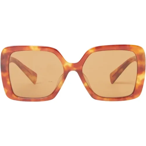 Tortoiseshell Sonnenbrille mit quadratischem Rahmen , Damen, Größe: ONE Size - Miu Miu - Modalova