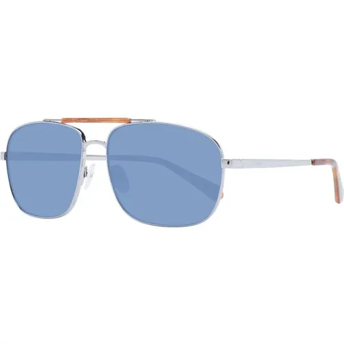 Sunglasses, unisex, , Size: ONE SIZE Gunmetal Pilot Sunglasses Blue Lens - Guess - Modalova