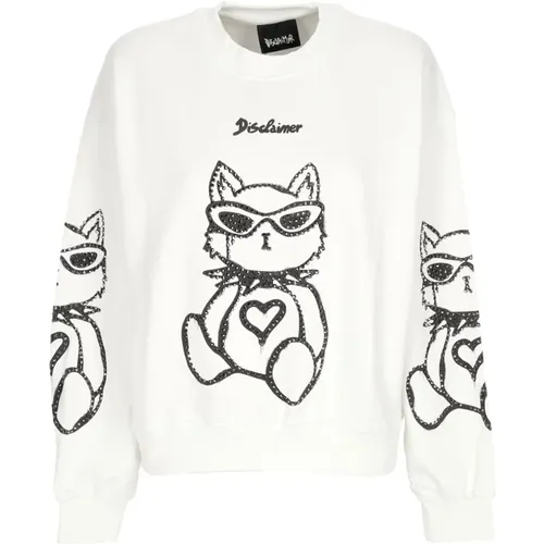 Leichtes Crewneck Sweatshirt mit Strass Logo , Damen, Größe: S - Disclaimer - Modalova