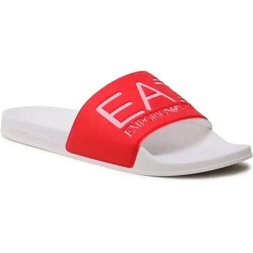 Rote PVC Logo Mules - Flache Schuhe , Herren, Größe: 40 EU - Emporio Armani EA7 - Modalova