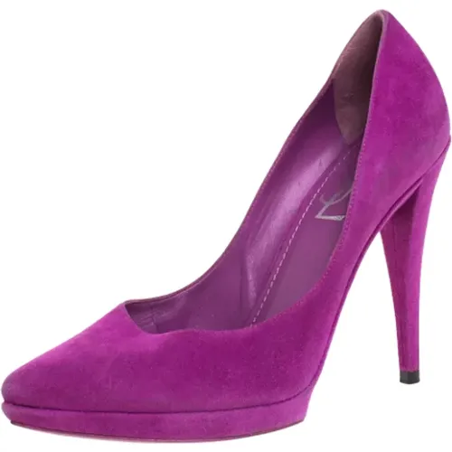 Pre-owned Pumps, female, , Size: 7 1/2 US Pre-owned Suede heels - Yves Saint Laurent Vintage - Modalova