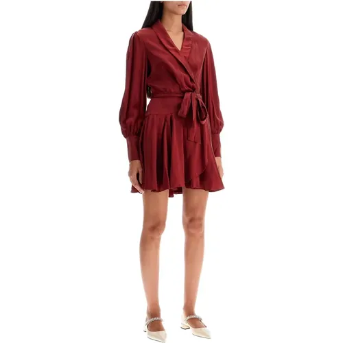 Silk Wrap Mini Dress with Bow , female, Sizes: M - Zimmermann - Modalova