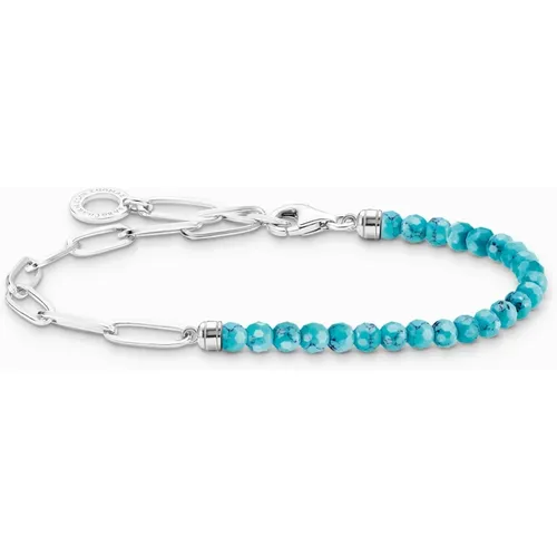 Charm Bracelet Women 925 Sterling Silver with Turquoise Beads A2099-404-17-L14 , female, Sizes: ONE SIZE - Thomas Sabo - Modalova