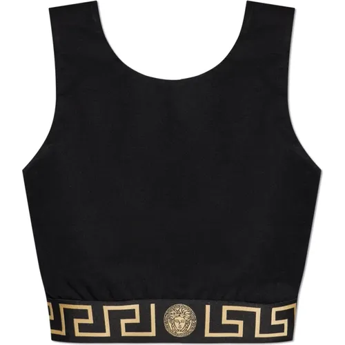 Top mit Logo , Damen, Größe: S - Versace - Modalova