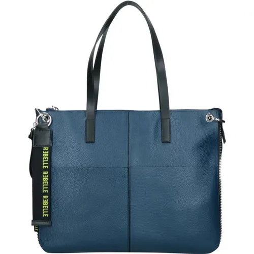 Blaue Leder Shopper Tasche Cassandra , Damen, Größe: ONE Size - Rebelle - Modalova