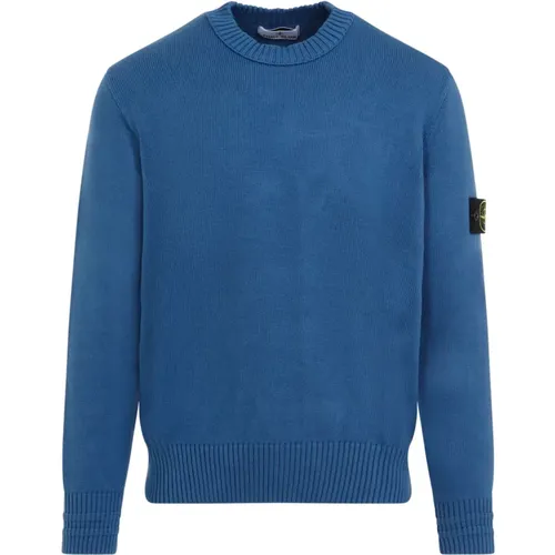 Blauer Baumwoll-Crewneck-Pullover Aw24 , Herren, Größe: 2XL - Stone Island - Modalova