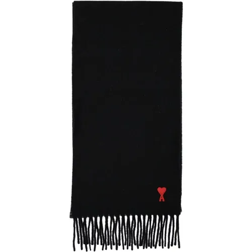 Red Wool Scarf in , unisex, Sizes: ONE SIZE - Ami Paris - Modalova