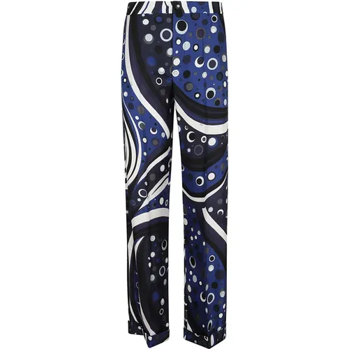 Straight Trousers, female, , Size: M Navy Trousers for Men - EMILIO PUCCI - Modalova