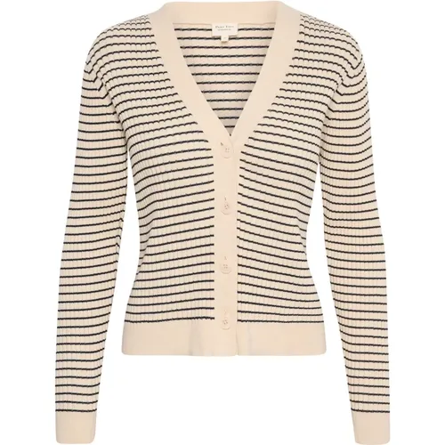 Striped Cardigan with Button Closure , female, Sizes: L, M - Part Two - Modalova