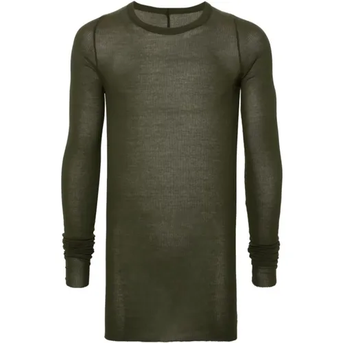 Rib Long Sleeve Forest T-Shirt , male, Sizes: L - Rick Owens - Modalova