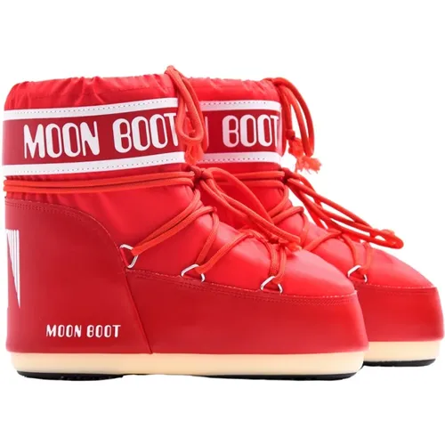 Rote Nylon-Schneestiefel mit warmem Futter , Damen, Größe: 39 EU - moon boot - Modalova