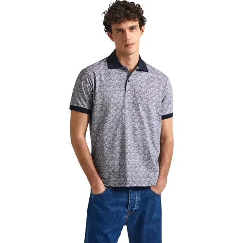 Baumwoll-Jersey-Poloshirt mit All-Over-Print , Herren, Größe: S - Pepe Jeans - Modalova